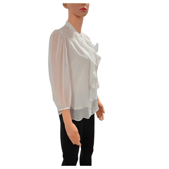 White House Black Market White Ruffle Blouse - Picture 3 of 13
